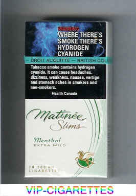 Matinee Slims Menthol Extra Mild 100s cigarettes hard box