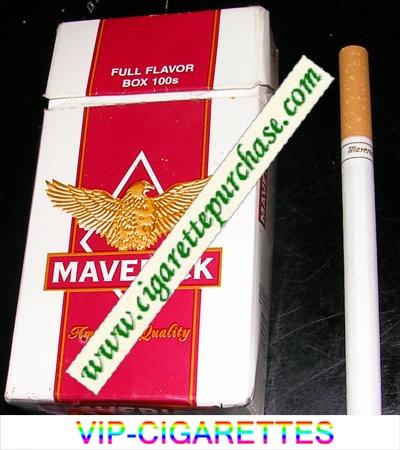 Maverick Full Flavor Box 100s white and red and yellow cigarettes hard box