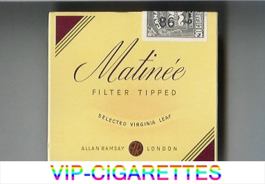 Matinee Filter Tipped Selected Virginia Leaf cigarettes wide flat hard box