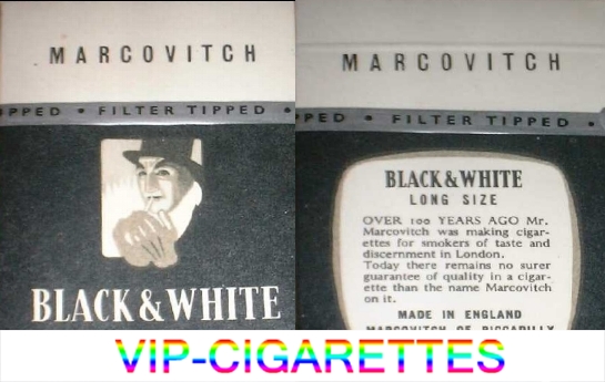 Marcovitch Black and White Filter Long Size 100s cigarettes hard box