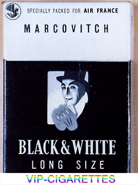 Marcovitch Black and White Air France Special Long Size 100s cigarettes hard box