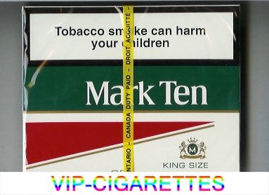 Mark Ten King Size 25 cigarettes wide flat hard box