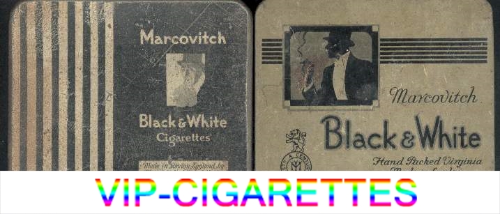 Marcovitch Black and White Cigarettes wide flat hard box