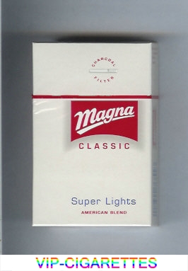 Magna Classic Super Lights American Blend white and red cigarettes hard box