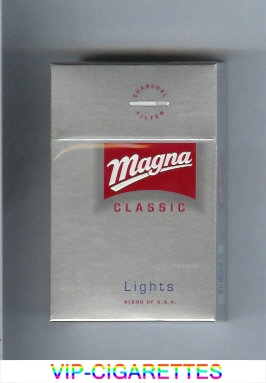 Magna Classic Lights Blend of USA silver and red cigarettes hard box