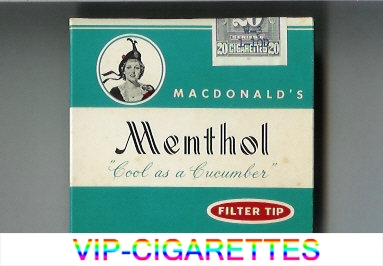 Macdonald's Menthol Filter Tip cigarettes wide flat hard box