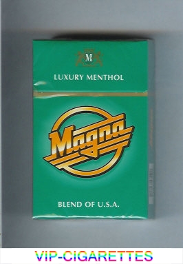 Magna Luxury Menthol Blend of USA green cigarettes hard box