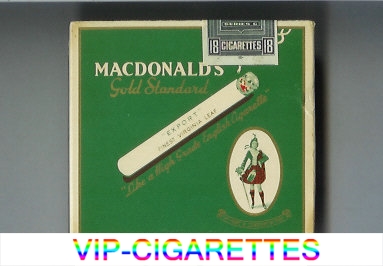 Macdonald's Gold Standard Export Finest Virginia Leaf green cigarettes wide flat hard box