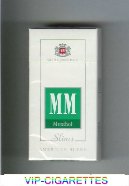 MM Slims Menthol American Blend white and green cigarettes hard box