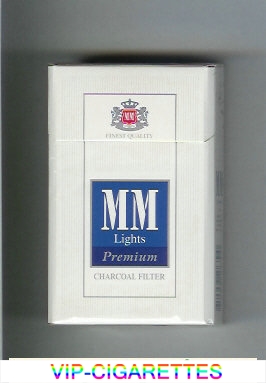 MM Premium Lights Charkoal Filter white and blue cigarettes hard box