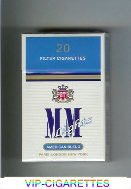 MM American Blend Lights white and blue cigarettes hard box