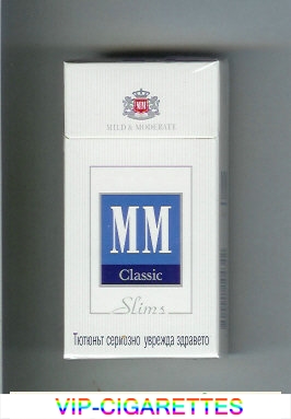 MM Slims Classic white and blue cigarettes hard box