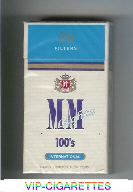 MM Lights 100s International white and bule cigarettes hard box