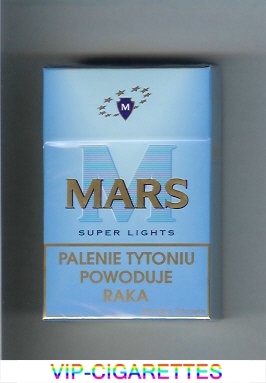 M Mars Super Lights cigarettes hard box