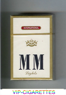 MM Lights International white and gold cigarettes hard box
