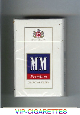 MM Premium Charkoal Filter white and blue and red cigarettes hard box