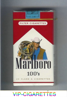 Marlboro with cowboy with lasso on the upper arm 100s cigarettes soft box