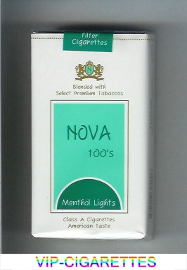 Nova 100s Menthol Lights cigarettes soft box