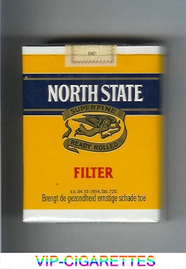 North State Superfine Ready Rolled Filter 25 yellow and black cigarettes soft box