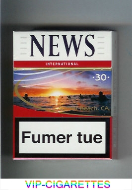 News International 30 Sunset Beach, CA white and red cigarettes hard box