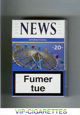 News International 20 white and blue cigarettes hard box