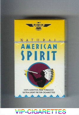 Natural American Spirit Ultral Light white and yellow cigarettes hard box
