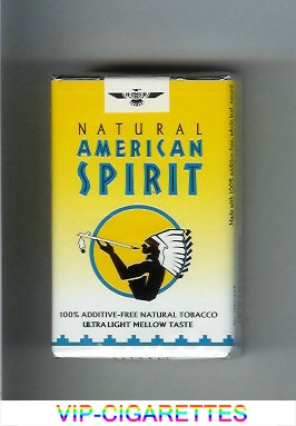 Natural American Spirit Ultra Light Mellow Taste yellow and white cigarettes soft box