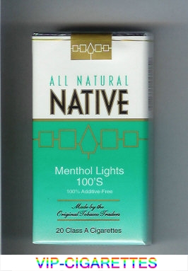 Native All Natural Menthol Lights 100s 100 percent Additive-Free cigarettes soft box