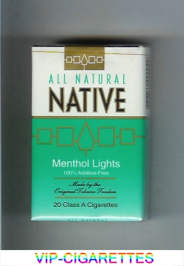 Native All Natural Menthol Lights 100 percent Additive-Free cigarettes soft box