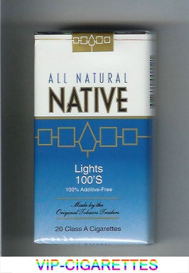 Native All Natural Lights 100s 100 percent Additive-Free cigarettes soft box