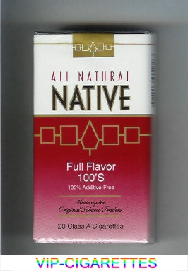 Native All Natural Full Flavor 100s 100 percent Additive-Free cigarettes soft box