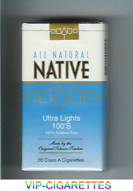 Native All Natural Ultra Lights 100s 100 percent Additive-Free cigarettes soft box