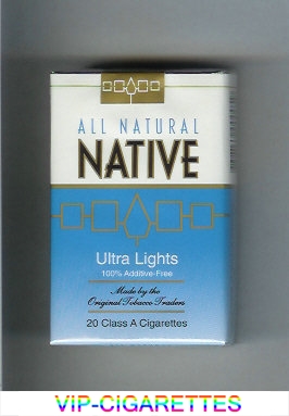 Native All Natural Ultra Lights 100 percent Additive-Free cigarettes soft box