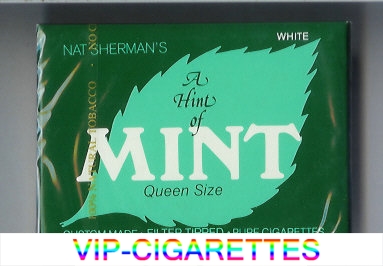 Nat Sherman's A Hint of Mint White cigarettes wide flat hard box