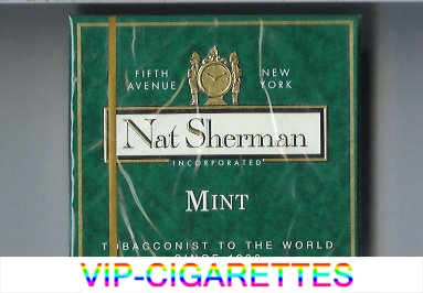 Nat Sherman Mint cigarettes wide flat hard box