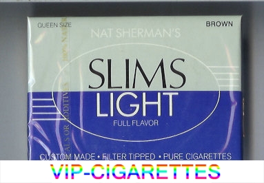 Nat Sherman's Slims Light Full Flavor Brown cigarettes wide flat hard box