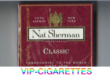 Nat Sherman Classic red cigarettes wide flat hard box