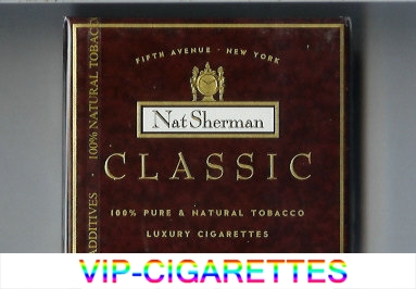 Nat Sherman Classic brown cigarettes wide flat hard box