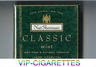 Nat Sherman Classic Mint cigarettes wide flat hard box