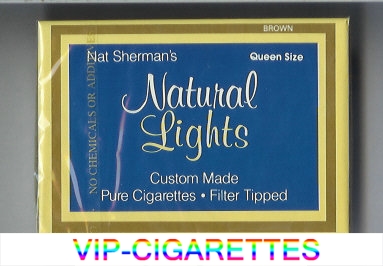 Nat Sherman's Natural Lights Brown cigarettes wide flat hard box