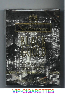 Nat Sherman Blach and Gold 100s cigarettes wide flat hard box