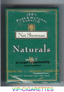 Nat Sherman Naturals Mint 100s green cigarettes wide flat hard box