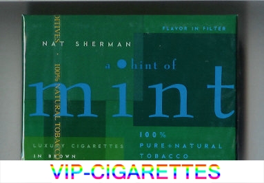 Nat Sherman A Hint of Mint Flavor in Filter cigarettes wide flat hard box