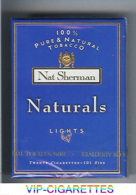 Nat Sherman Naturals Lights 100s blue cigarettes wide flat hard box