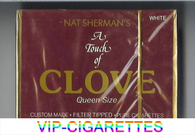 Nat Sherman's A Touch of Clove White cigarettes wide flat hard box