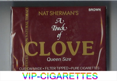 Nat Sherman's A Touch of Clove Brown cigarettes wide flat hard box