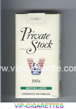 Private Stock Menthol Lights 100s cigarettes soft box