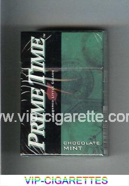 Prime Time Filtered Little Cigars Chocolate Mint cigarettes hard box