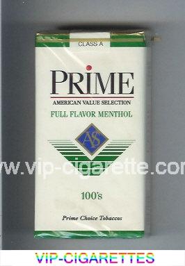 Prime Full Flavor Menthol 100s cigarettes soft box