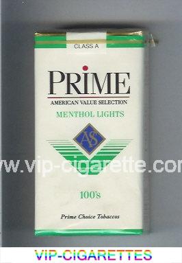 Prime Menthol Lights 100s cigarettes soft box